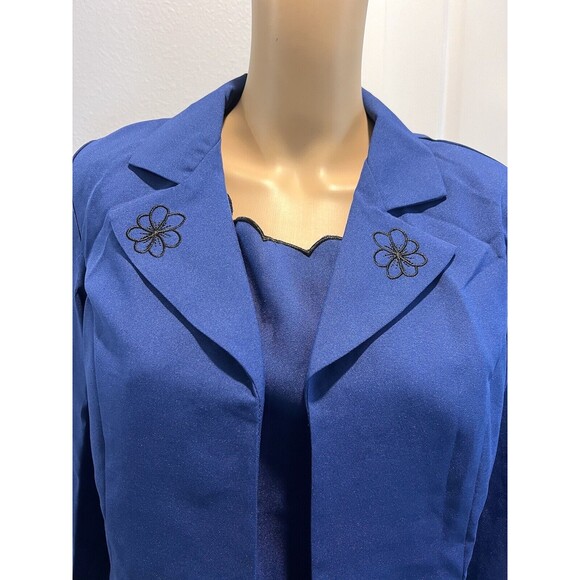 Anthony Richards Women 2-Piece Set Suit Embroidered Blazer & Dress Blue Size 16 - Picture 5 of 16